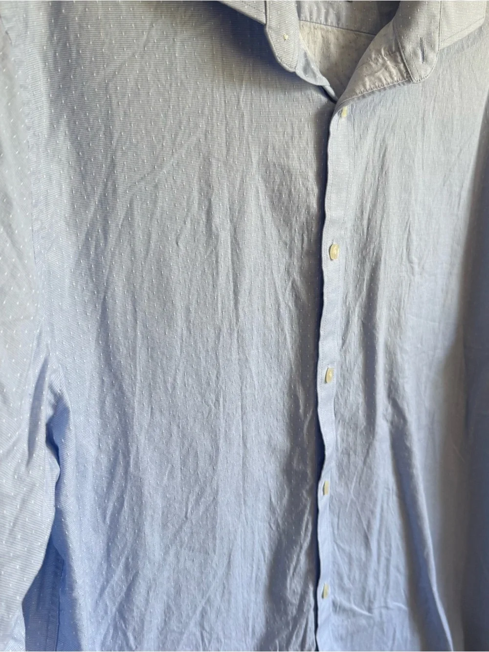 Men’s L Light Blue Michael Kora Slim Fit Stretch Office Formal Classic Button Up - Picture 2 of 6